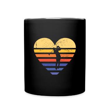 Sport Retro Sunset Heart Golf - Full Colour Mug - black - Front