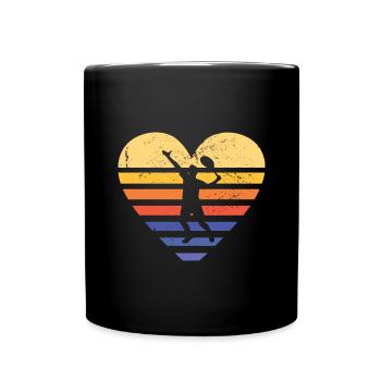Sport Retro Sunset Heart Tennis - Tasse einfarbig - Schwarz - Vorne
