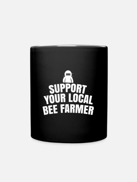 support your local bee farmer - Full Colour Mug - black