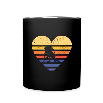 Sports Retro Sunset Heart Wrestling - Full Colour Mug - black - Front