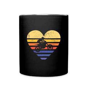 Sport Retro Sunset Heart Motocross - Full Colour Mug - black - Front