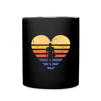 Sport Retro Sunset Heart Football américain - Mug uni - noir - Devant