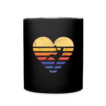 Sport Retro Sunset Heart Handball - Full Colour Mug - black - Front