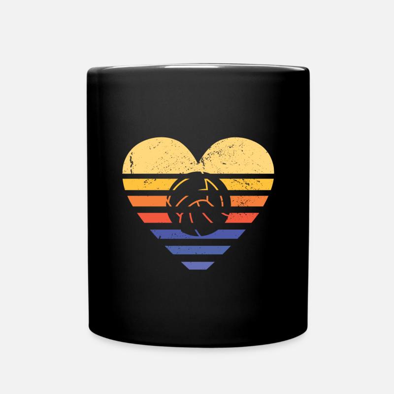 Sport Retro Sunset Heart Netball - Full Colour Mug - black