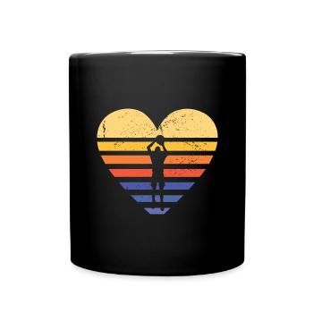 Sport Retro Sunset Heart Korfball - Full Colour Mug - black - Front