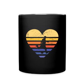 Sport Retro Sunset Heart Futsal - Full Colour Mug - black - Front