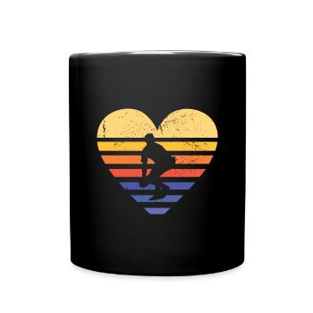 Sport Retro Sunset Heart Softball - Full Colour Mug - black - Front