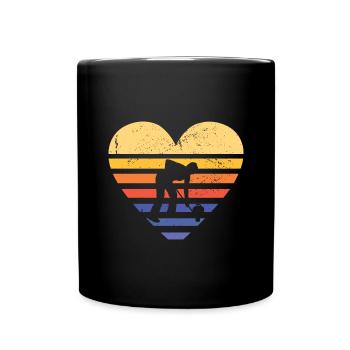 Sport Retro Sunset Heart Curling - Full Colour Mug - black - Front