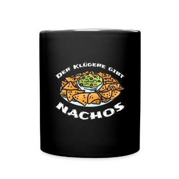 Der Klügere gibt Nachos Sprüche - Tasse einfarbig - Schwarz - Vorne
