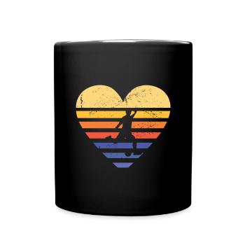 Sport Retro Sunset Heart Kickball - Full Colour Mug - black - Front
