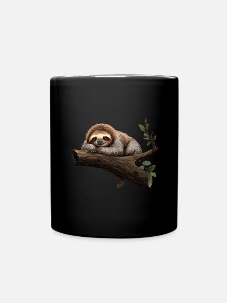 Faultier Sloth Tier Faultier Baby Wildnis - Tasse einfarbig - Schwarz