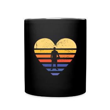 Sport Retro Sunset Heart Jorkyball - Full Colour Mug - black - Front