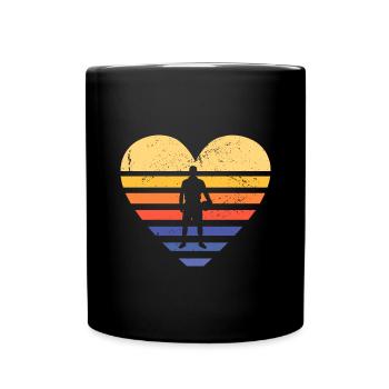 Sport Retro Sunset Heart Football - Tasse einfarbig - Schwarz - Vorne