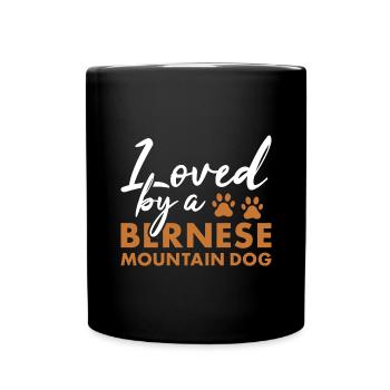 Loved By A Bernese Mountain Dog - Full Colour Mug - black - Front