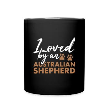 Dog Loved By A Aussie - Tasse einfarbig - Schwarz - Vorne