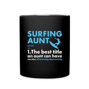 Sport Aunt Surfing - Tasse einfarbig - Schwarz - Vorne