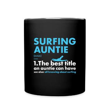 Sport Auntie Surfing - Tasse einfarbig - Schwarz - Vorne