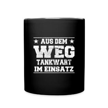 Aus dem Weg Tankwart im Einsatz Design - Tasse einfarbig - Schwarz - Vorne