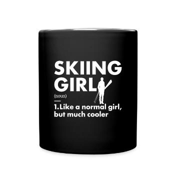 Sport Girl Skiing - Full Colour Mug - black - Front