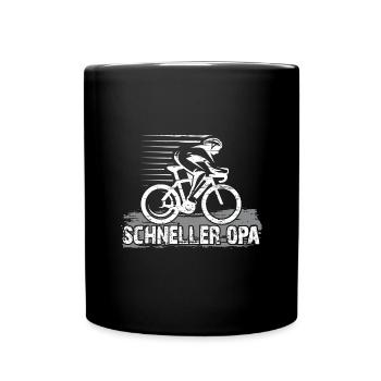 Schneller Opa fährt Mountainbike Rennrad - Tasse einfarbig - Schwarz - Vorne
