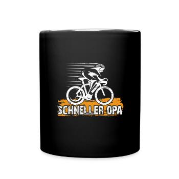 Schneller Opa fährt Mountainbike Rennrad - Tasse einfarbig - Schwarz - Vorne