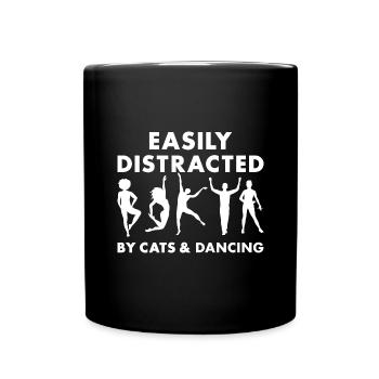Danseuse Facilement Distraite Par Les Chats Et La Danse - Mug uni - noir - Devant