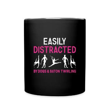 Facilement distrait par les chiens et le twirling de bâton - Mug uni - noir - Devant