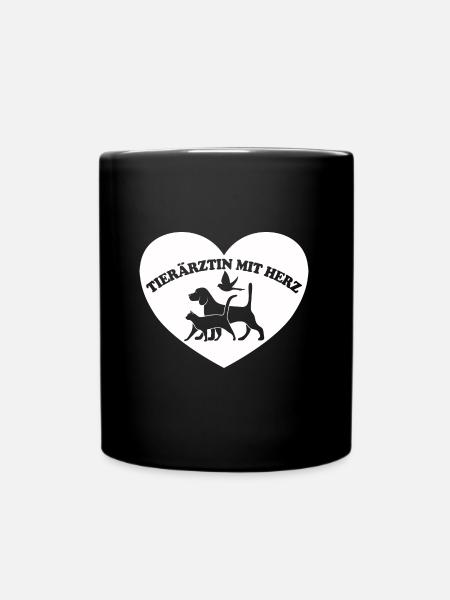 Tierärztin mit Herz - Tasse einfarbig - Schwarz