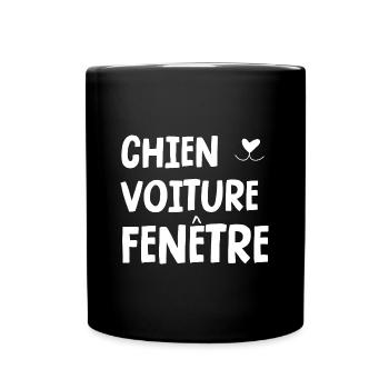 chien voiture fenêtre - Mug uni - noir - Devant