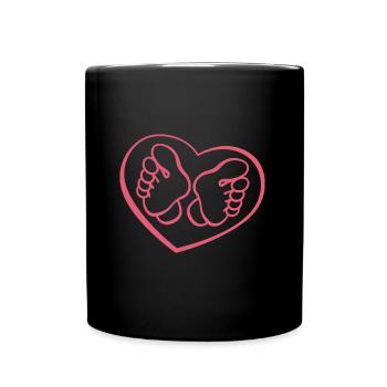 Soins des pieds avec le cœur - Pieds - Pieds - Dicton - Mug uni - noir - Devant