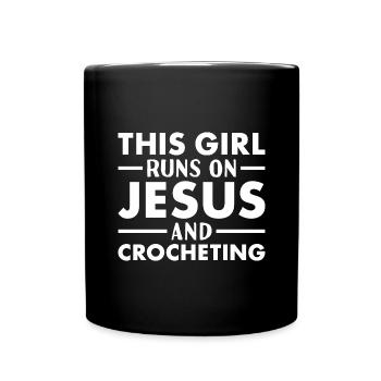 Crocheteur Cette Fille Runs Sur Jésus Crochet - Mug uni - noir - Devant