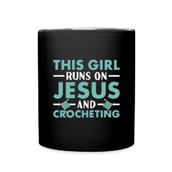 Crocheteur Cette Fille Court Sur Jésus Et Le Crochet - Mug uni - noir - Devant