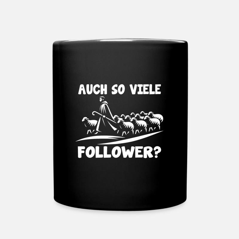 Lustiges Schäfermotiv mit Herde Schäfer und Spruch - Tasse einfarbig - Schwarz
