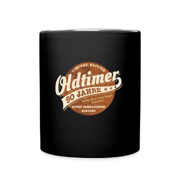 Oldtimer 90 Jahre - Geburtstag - Geschenk - Tasse einfarbig - Schwarz - Vorne