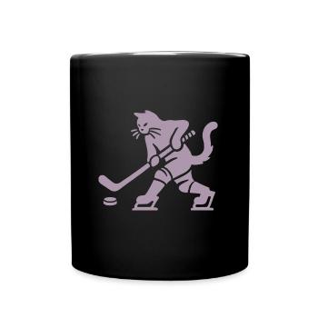 Katze Eishockey Minimalistisch Silhouette Spieler - Full Colour Mug - black - Front