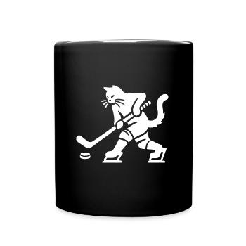 Katze Eishockey Minimalistisch Silhouette Spieler - Full Colour Mug - black - Front