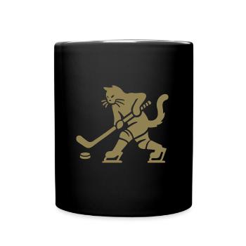 Katze Eishockey Minimalistisch Silhouette Spieler - Full Colour Mug - black - Front