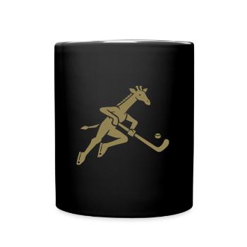 Giraffe Eishockey Silhouette Minimalistisch - Tasse einfarbig - Schwarz - Vorne