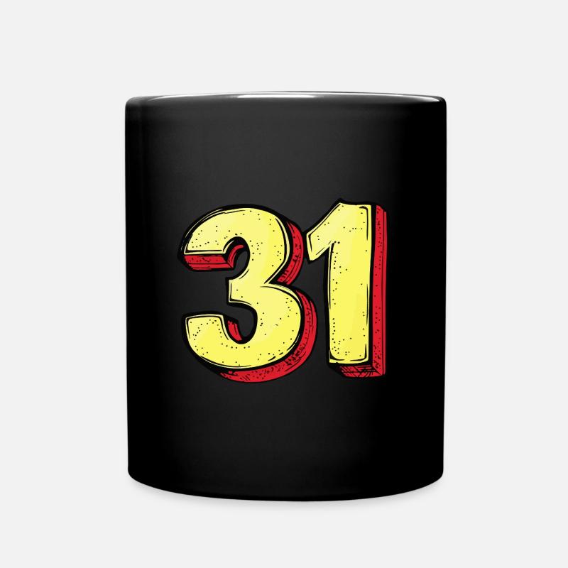 31 Zahl Comic - Tasse einfarbig - Schwarz