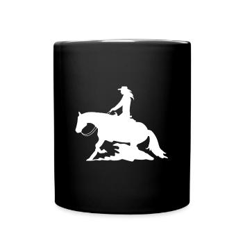 Westernreiten Reining Reiter Pferdeliebe Geschenk - Tasse einfarbig - Schwarz - Vorne