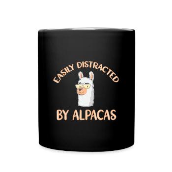 Distracted by alpacas Alpaca - Full Colour Mug - black - Front