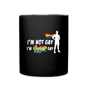 I'm super gay - Funny gay saying LGBT - Full Colour Mug - black - Front