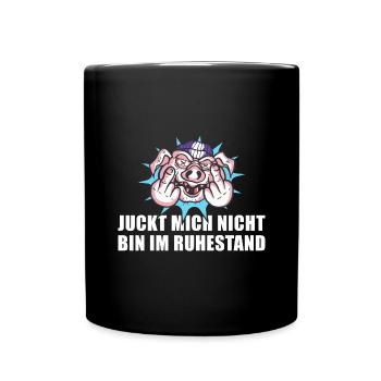Juckt Mich Nicht Bin Im Ruhestand Rente - Tasse einfarbig - Schwarz - Vorne