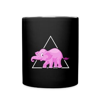 Elefanten Dickhäuter rosa Elefant im Porzelanladen - Tasse einfarbig - Schwarz - Vorne