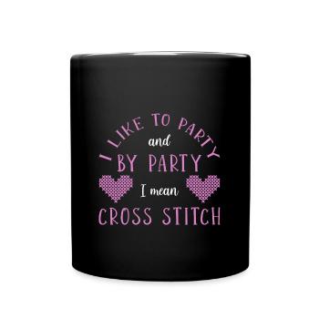 Cross Stitch Kreuzstich Sticken - Tasse einfarbig - Schwarz - Vorne