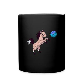 Cheval mignon jouant au volley-ball et au jumping grunge - Mug uni - noir - Devant