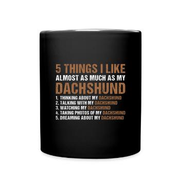 5 choses que j’aime autant que mon teckel - Mug uni - noir - Devant