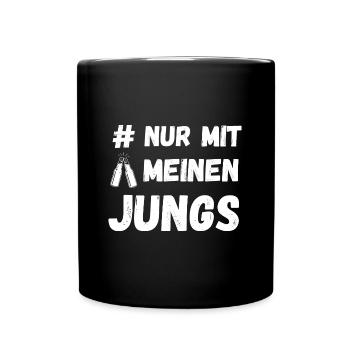 # Nur mit meinen Jungs Stammtisch Anstoßen Bier - Tasse einfarbig - Schwarz - Vorne