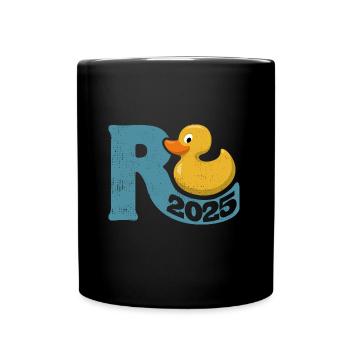 Rente Ente 2025 - Ruhestand - Pension - Tasse einfarbig - Schwarz - Vorne