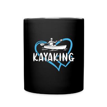 Kayaker Heart Kayaking - Full Colour Mug - black - Front